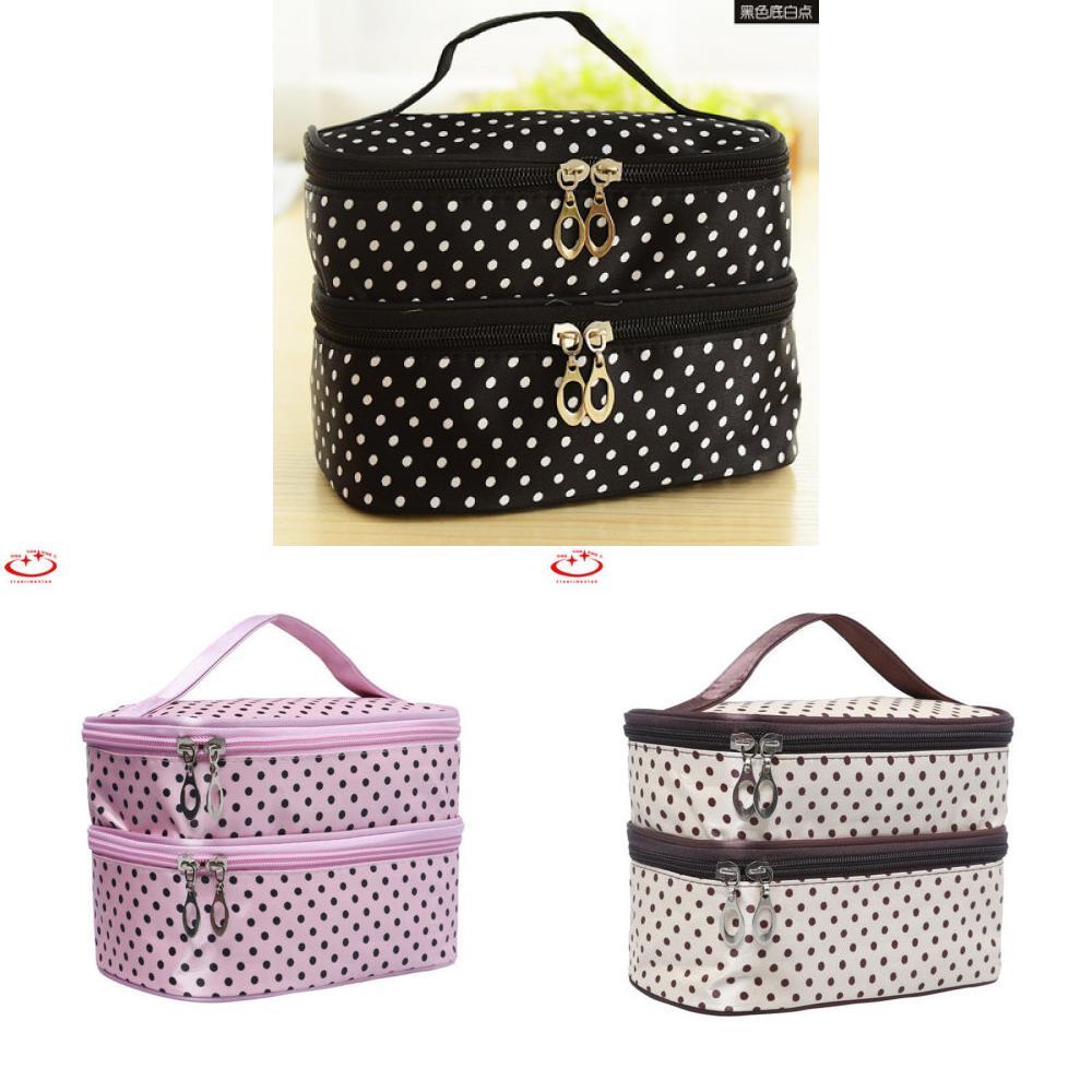 Borsa per Trucco Organizzatore Portatile da Viaggio con Doppia Cerniera per Uso Quotidiano da Donna