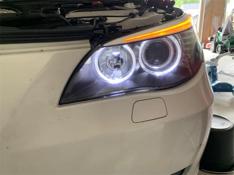 100W Angel Eye Tagfahrlicht (Tagfahrlicht) für BMW 5er Reihe E60 E61 LCI Halogen-Scheinwerfer 2007-2010 - Weiß oder Gelb
