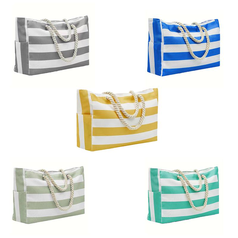 Summer Storage Bag Travel Large Beach Striped Waterproof Holiday Accessories