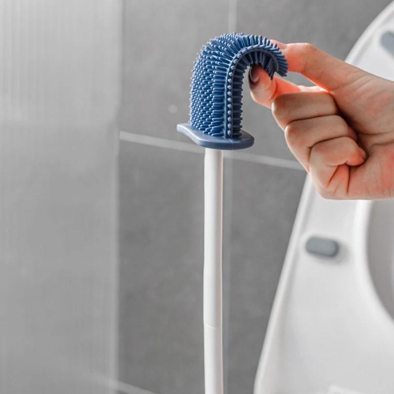 

Silicone TPR Toilet Brush and Holder Toilet Bowl Brush with Holder Set Wall Hanging Toilet Brush Silicone for Floor светло-серый