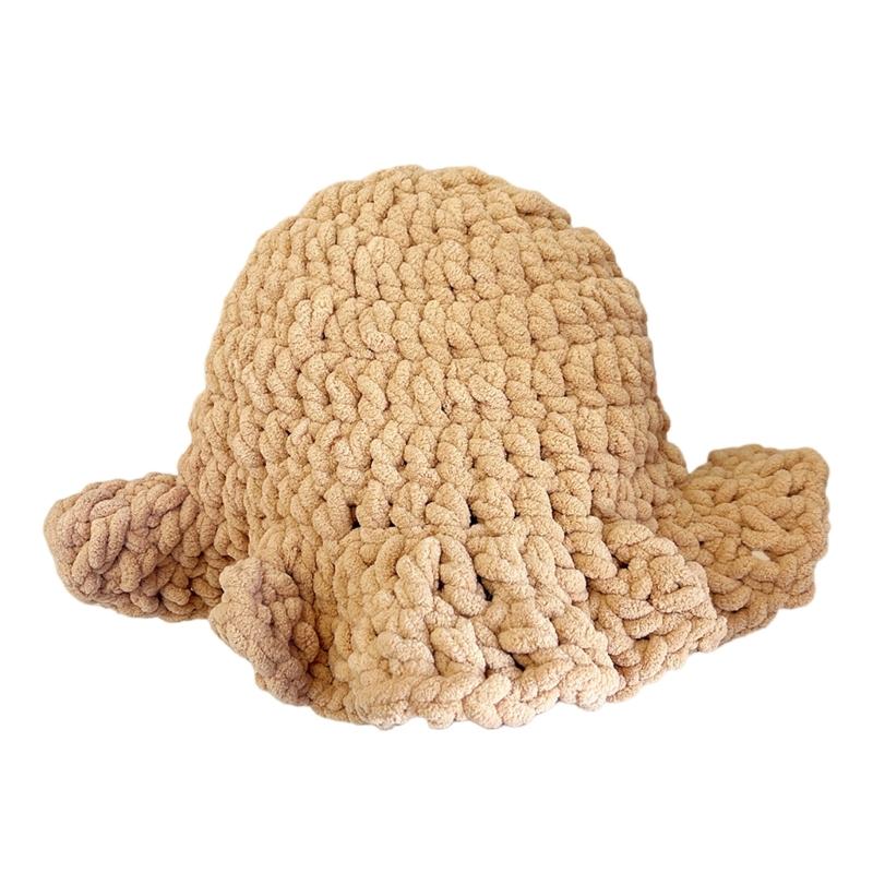 Oversized Hat Handwoven Flouncing Crocheted Hat for Music Festival Simple Flouncing Hat for Music Festival