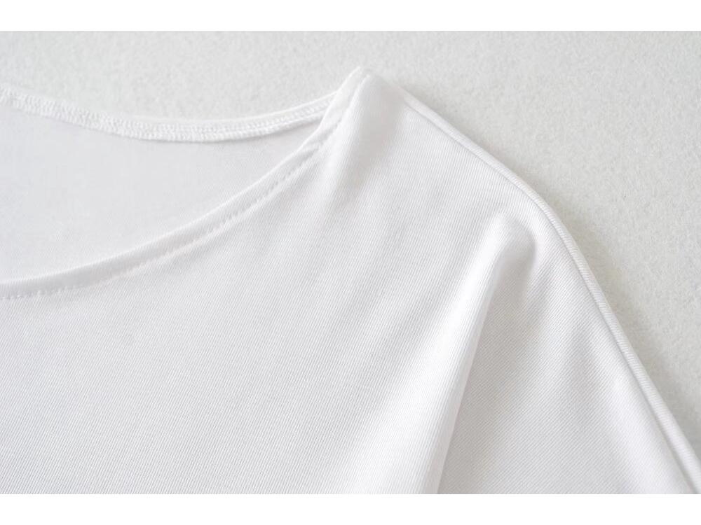 Trendy Dámský Crop Top Evropského a Amerického Stylu s Kulatým Výstřihem a Polovičním Rukávem