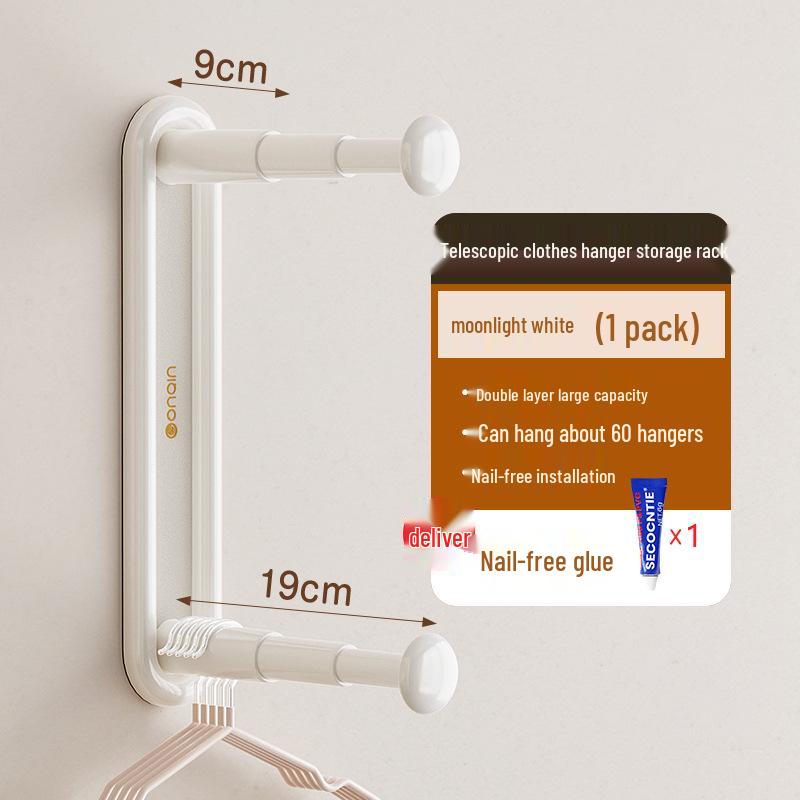 Retractable Punch-Free Folding Clothes Hanger & Storage Rack for Balcony