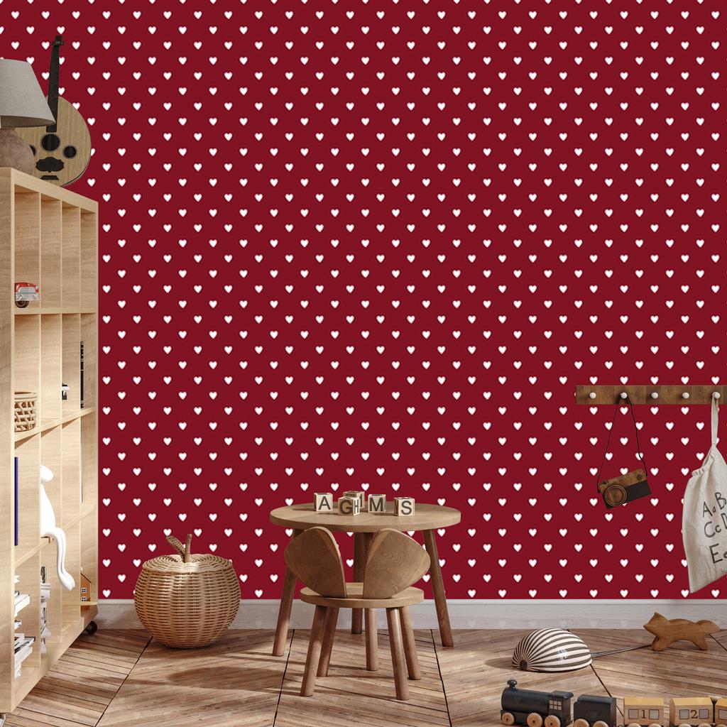 Heart Wallpaper Red, Light Gray and Coral 50x1000