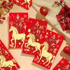 6Pcs Chinese  Year Money Envelope Lucky Red Pockets 2026 Horse Year Red Envelope Spring Festival Marriage Birthday Envelope