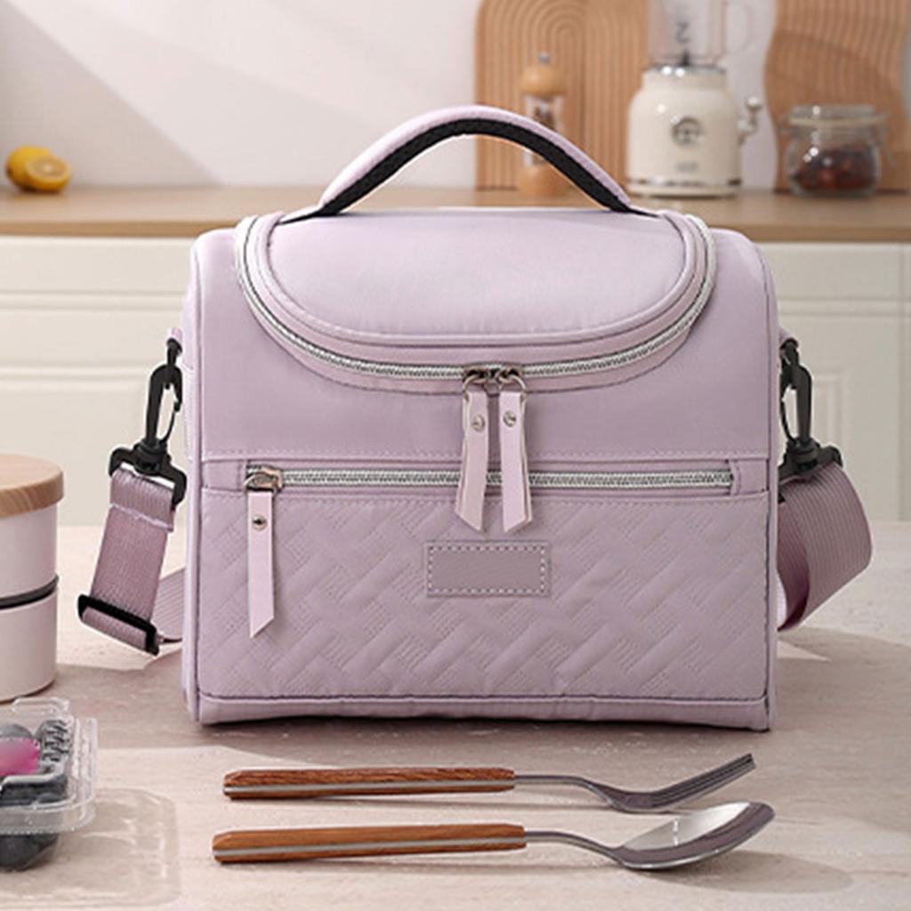 Portable Insulated Lunch Bag for Travel Spacious Food and Beverages Storage Container Bentos Pouch with Shoulder Strap
