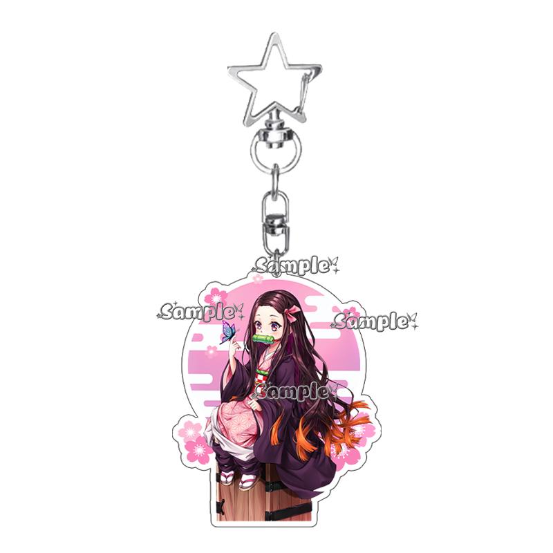 Anime Fashion Kamado Nezuko Cartoon Acrylic Keychain Pendant Charm Bag 5cm Jewelry Accessories Key Ring Gifts Toys for Friends