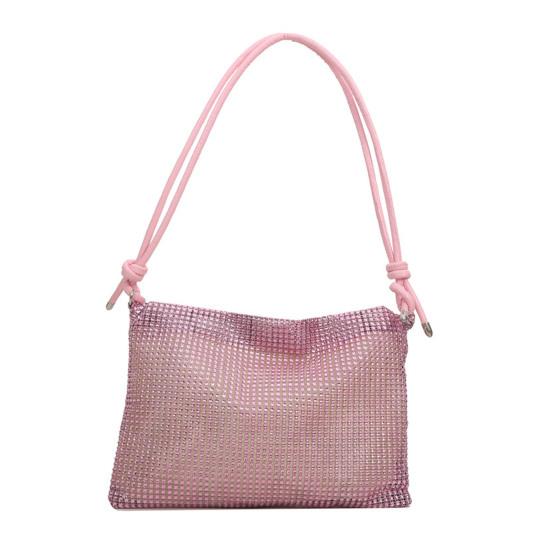 Вечерняя сумочка со стразами для женщин сверкающий кошелек сумка через плечо с блестками сумка кроссбоди с регулируемым ремешком для вечеринок выпускного вечера свиданий розовый 990₽