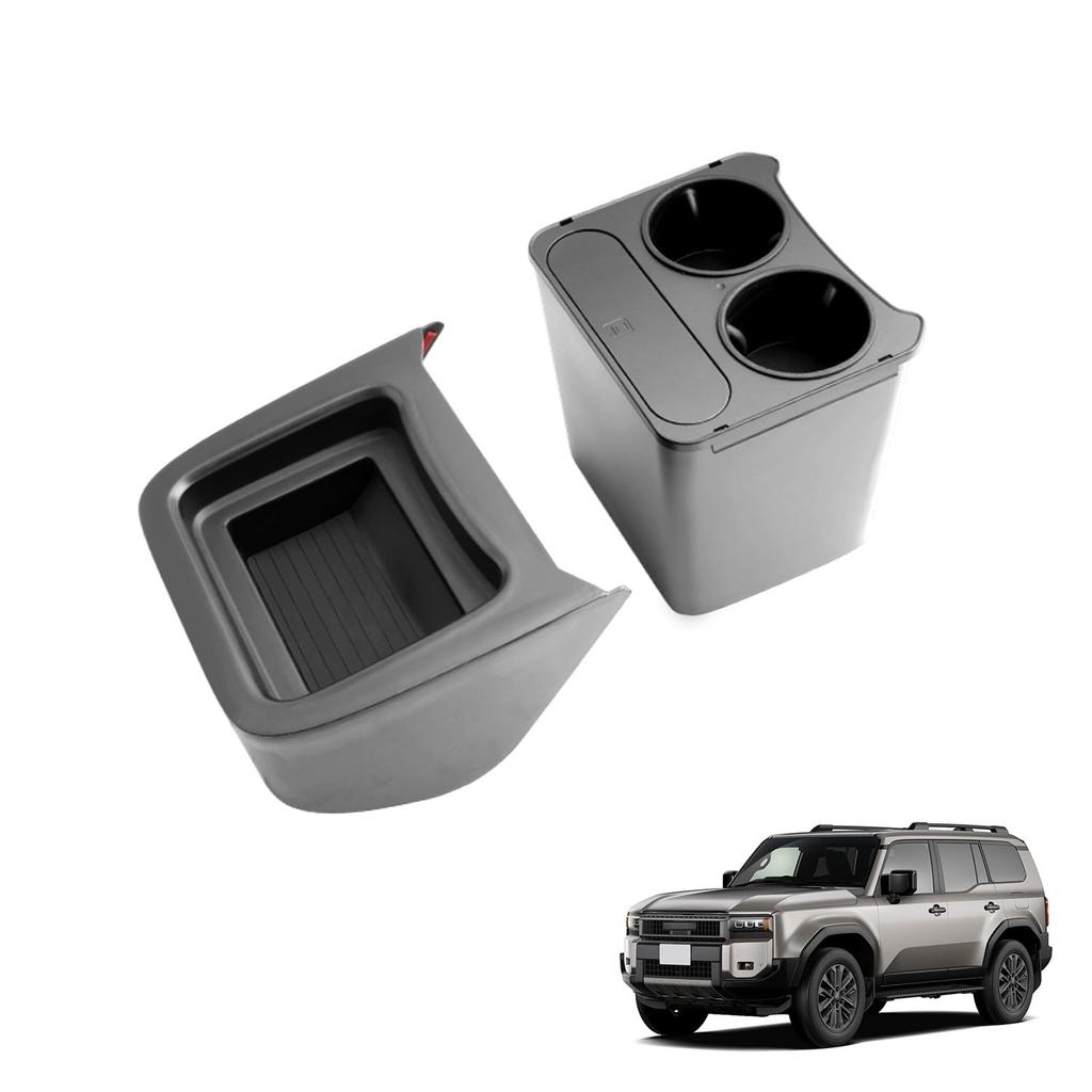 Coleya Console Box for the 2024 Toyota Land Cruiser 250 Rear Console Box with Drink Trash and Console Storage Easy Car Accessories 3-in-1