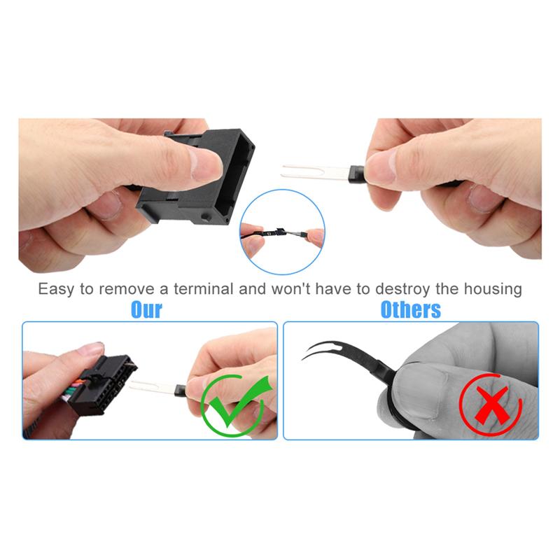 Zestaw narzędzi do usuwania terminali 18 szt. Zestaw narzędzi do wyciągania pinów Zestaw narzędzi do odpinania pinów, Narzędzie do zwalniania pinów złącza elektrycznego samochodu-A87Q