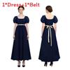Regency Style Long Dress With Bubble Sleeves In Multiple Colors For Historical Reenactments And Events