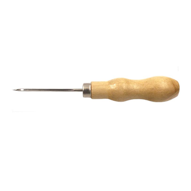 Wooden Handle Leather Sewing Awl Tool Leather Punching Tool Sewing Tools Manual Repair Hook Leather Accessories