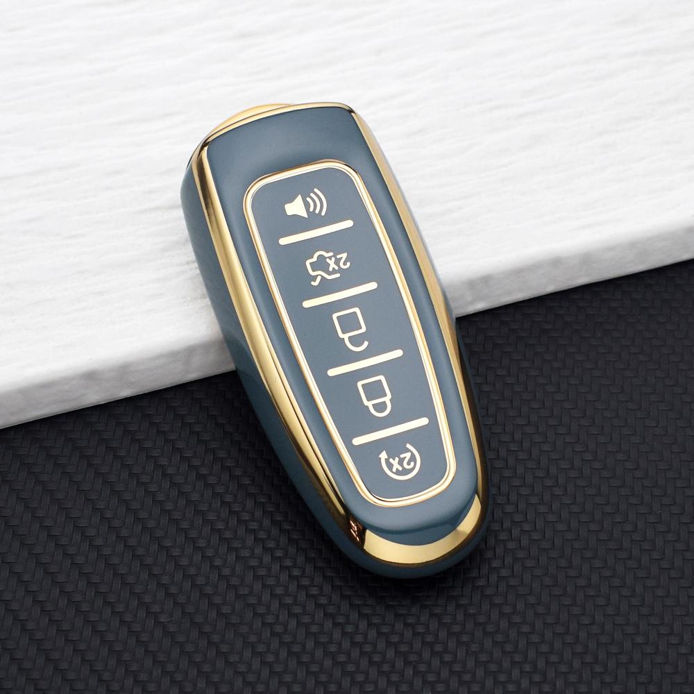 Full Cover Car Key Case For Ford Focus Edge Explorer Expedition C-Max Escape Flex Anti-Scratch TPU Key Fob Cover With Key Chain