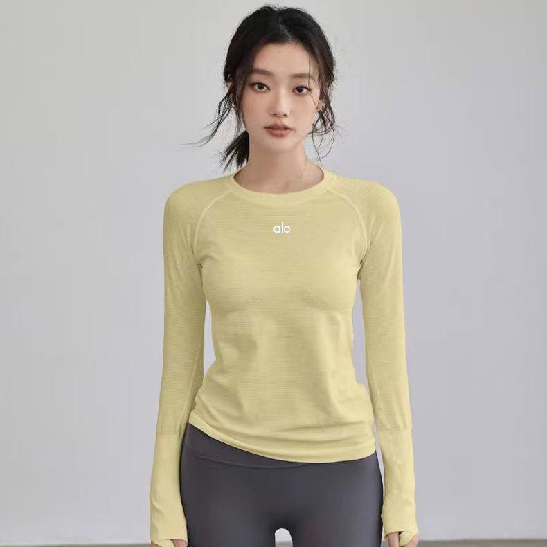 Women's Quick-Dry Sports Yoga Long-Sleeve T-Shirt - Round Neck, Versatile for Autumn/Winter Training