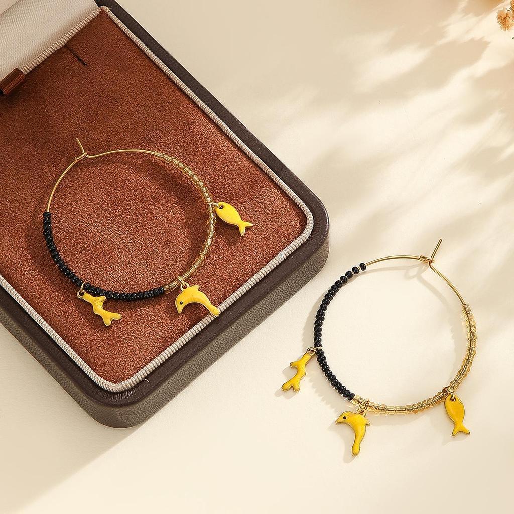 Colorful Starfish Pendant Ear Hoops: Sweet, Lovely Fashion Design