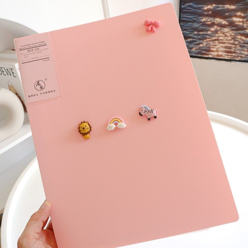 Cute Morandi Info Booklet A4 Insert Transparent Folder Student Certificate Paper Book Buggy Bag Archive Folder