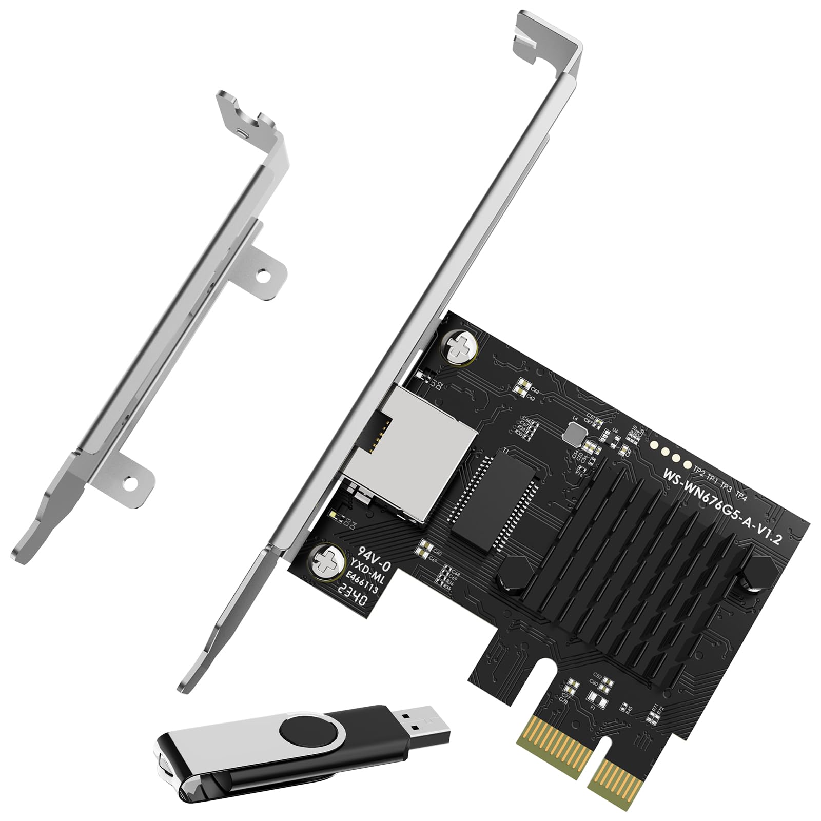 

WAVLINK 5G LAN Card PCIE Network PCI Express Ethernet Adapter with 5G NIC for Windows and with Low Profile Bracket Base-T Card, 5000/2500/1000Mbps