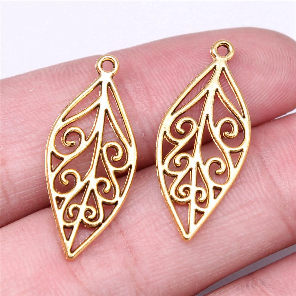 

Подвеска в виде листа, женская бижутерия, массивная креативная фурнитура A35-10pcs-28x12mm