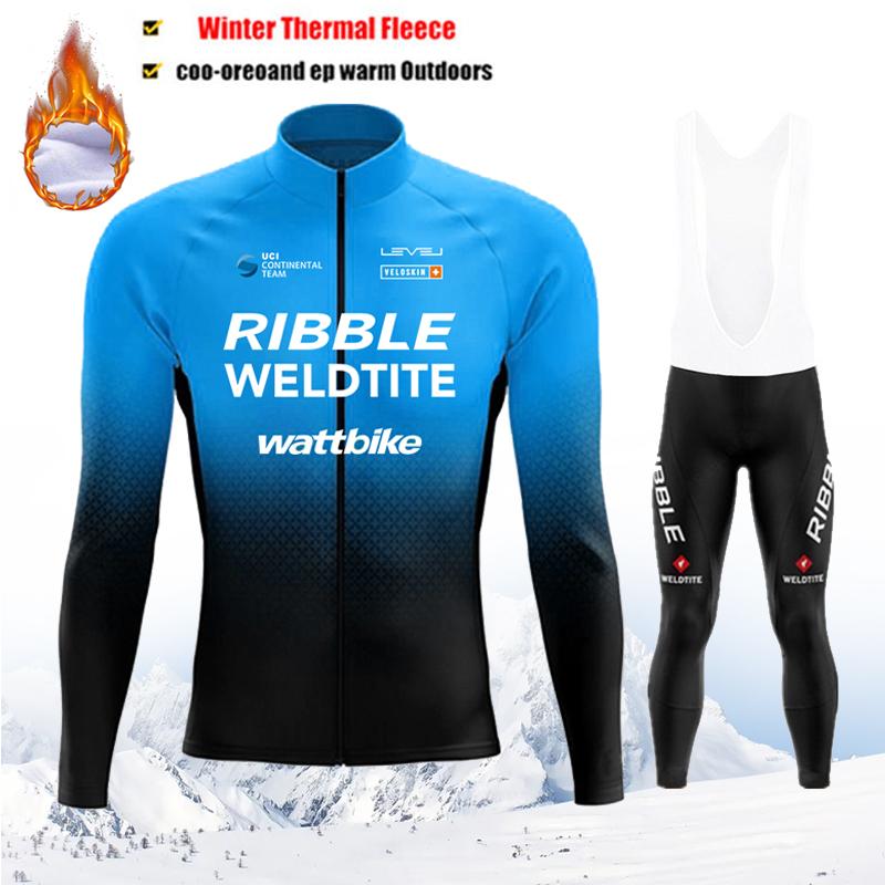 2026 Winter Thermofleece Radtrikot Set Maillot Ropa Ciclismo Warm Halten MTB Fahrradbekleidung Fahrradbekleidung Blaues Radsportset