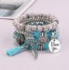 European American Fashion Bohemian Layered Beaded Bracelets Elastic Ethnic Bracelets for Women Female Bangle Bracelet