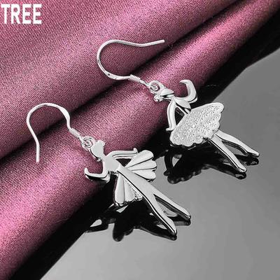 925 Sterling Silber Tanzendes Mädchen Anhänger Piercing Ohrringe Modeschmuck Hochzeit
