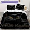 Custom Name Black Cat Majesty Bedding,Quilt Set Quilt Cover Pillowcase Home Birthday Gift(1 * duvet cover + 2 * pillowcase, without core)_lx