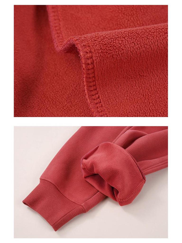 2025 Stylish Simple Nine-Point Fleece-Lined Loose Pants for Petite Women