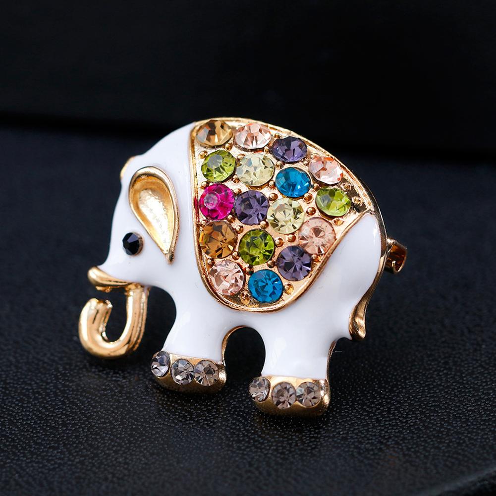 Fashion Retro Alloy Diamond Epoxy Small Elephant Brooch Party Clothing Accessories