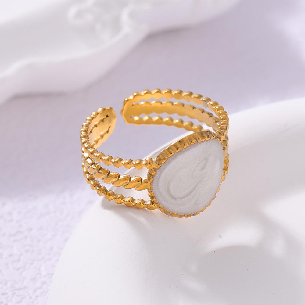 Women s Adjustable Colorfast Enamel Geometric Ring - Stainless Steel