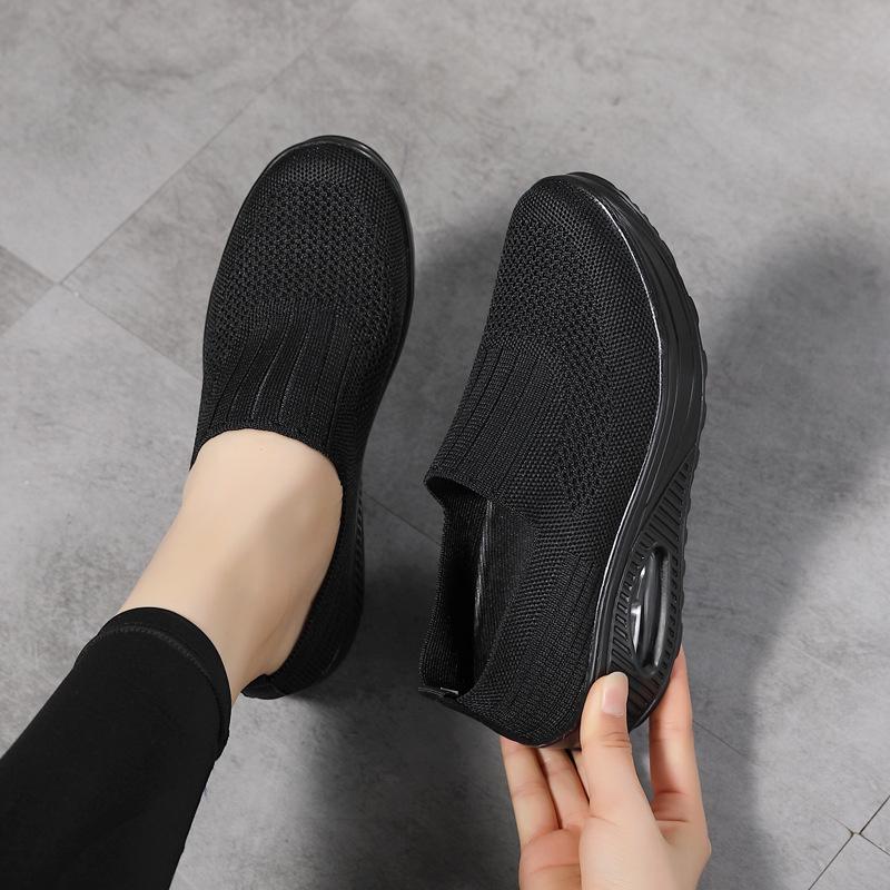 Breathable Knitted Women Sneakers Comfortable Air-cushion Casual Sports Shoes Light Non-slip Walking Jogging Shoes