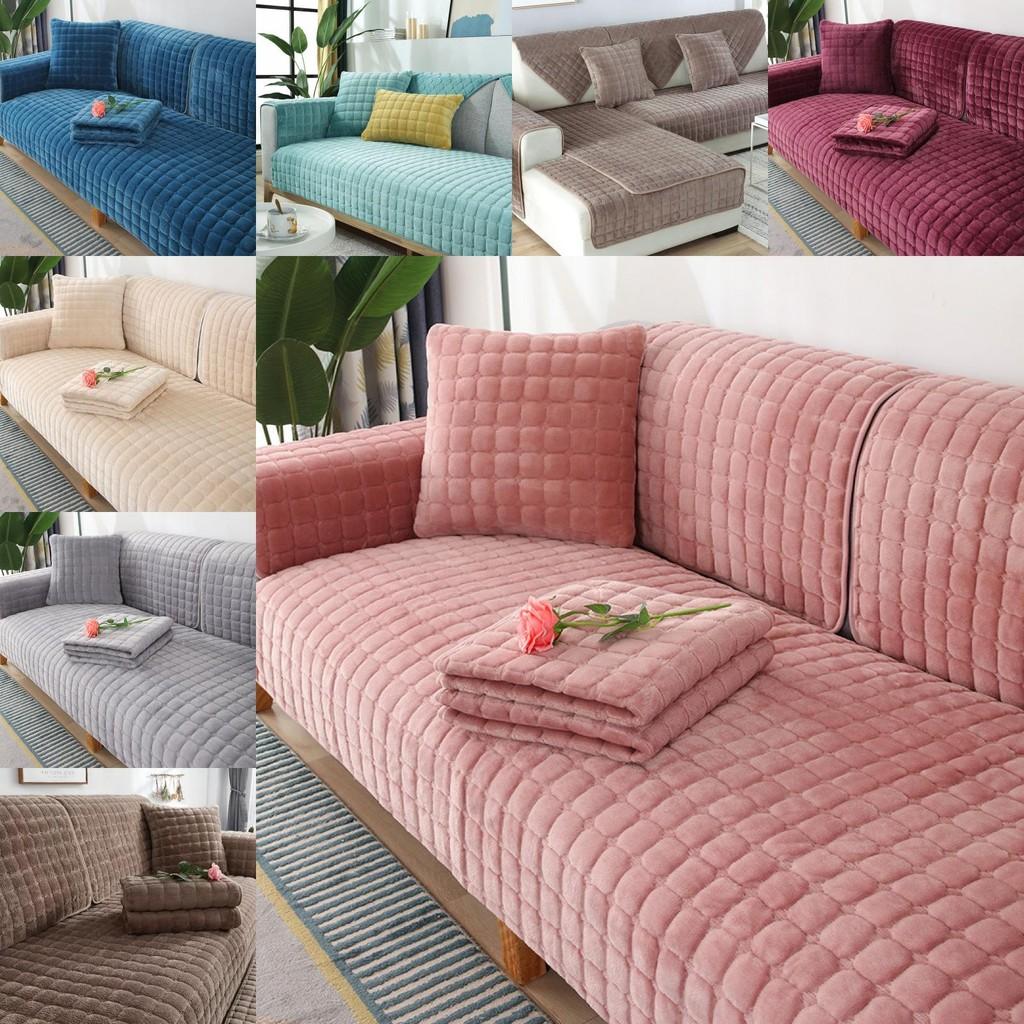 Color Plush Solid Sofa Covers Cushion Universal Slipcover Four Winter Seasons