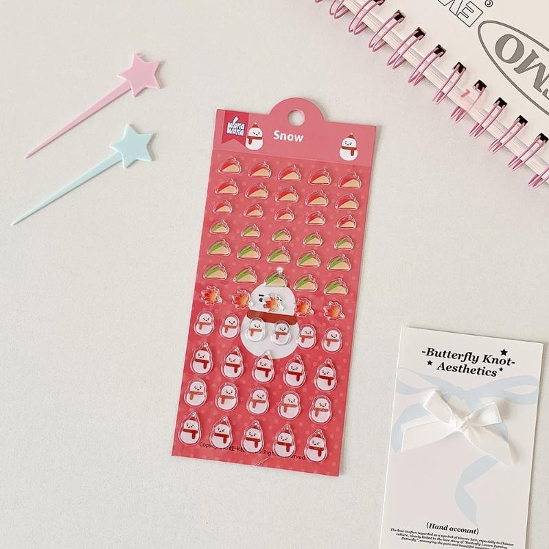 

1 Sheet Decorative Decals Animation Strawberry Snowflake Waterproof 3D Journal Stickers For Phone Cases Diy Craft Supplies