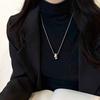 Silver Tone Metal Layered Necklaces Shiny Water Drop Pendant Lightweight Comfortable for Women Office Daily Wear