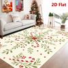 2D Flat Christmas Rug with Flower & Candy Cane Pattern, Festive Soft Durable Decor Mat for Indoor & Outdoor