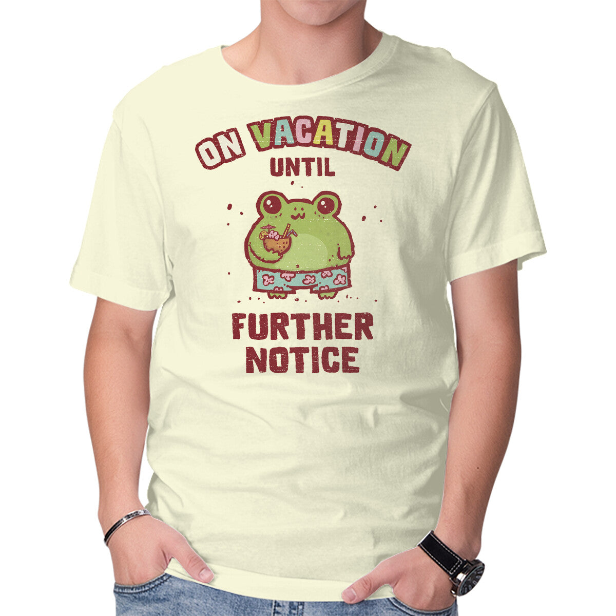 Unisex Crew Neck T-Shirt On Vacation Until Further Notice Graphic Short Sleeve Casual Tee M