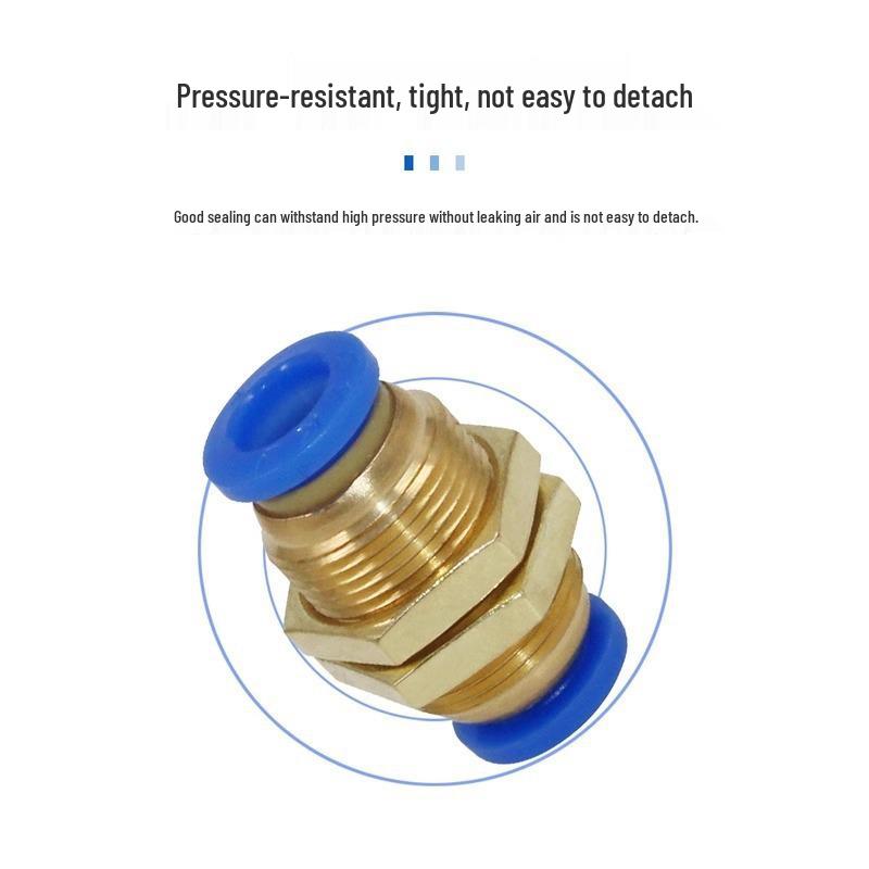 304 Stainless Steel Quick Push-In Pneumatic Tube Panel Mount Connector, External Thread, PM Sizes: 4, 6, 8, 10mm