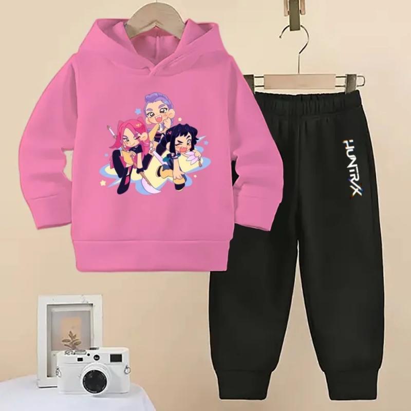 Wunderschöne KPOP Devil Hunter Jungen und Mädchen Frühling und Herbst Kinder Mode Hoodie+Sporthose Lässiges Komfort-Set