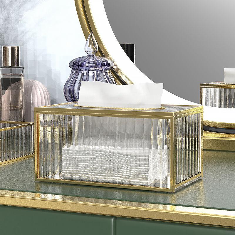1pc Glass Tissue Box Ornament Bedroom Desktop Tissue Box Living Room, Bathroom, Dining Room Desktop Paper Box Home Decor