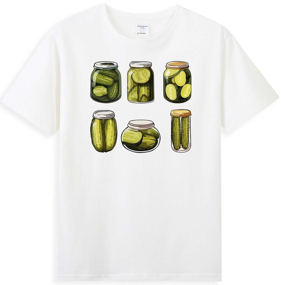 Pickles Jar Gherkins Funny Cucumber And A Jar Of Sliced Pickles Unisexs Tshirt S