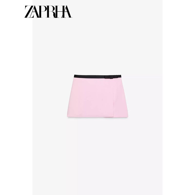 Zaprha 2025 New Arrival Fashion Tape Bowknot Decoration Contrast Color High Waist Temperament Culottes Women's Small 3644159