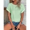 Fashion Casual Bat Short Sleeves Hollow Blouse Women O Neck Loose Summer T Shirts Female Office Tops Sweet Embroidery Solid Color Elegant Clothing