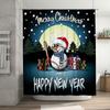 TU Festive Snowman Holiday Shower Curtain Winter Wonderland Christmas Decor Bathroom Set Waterproof Home Decor