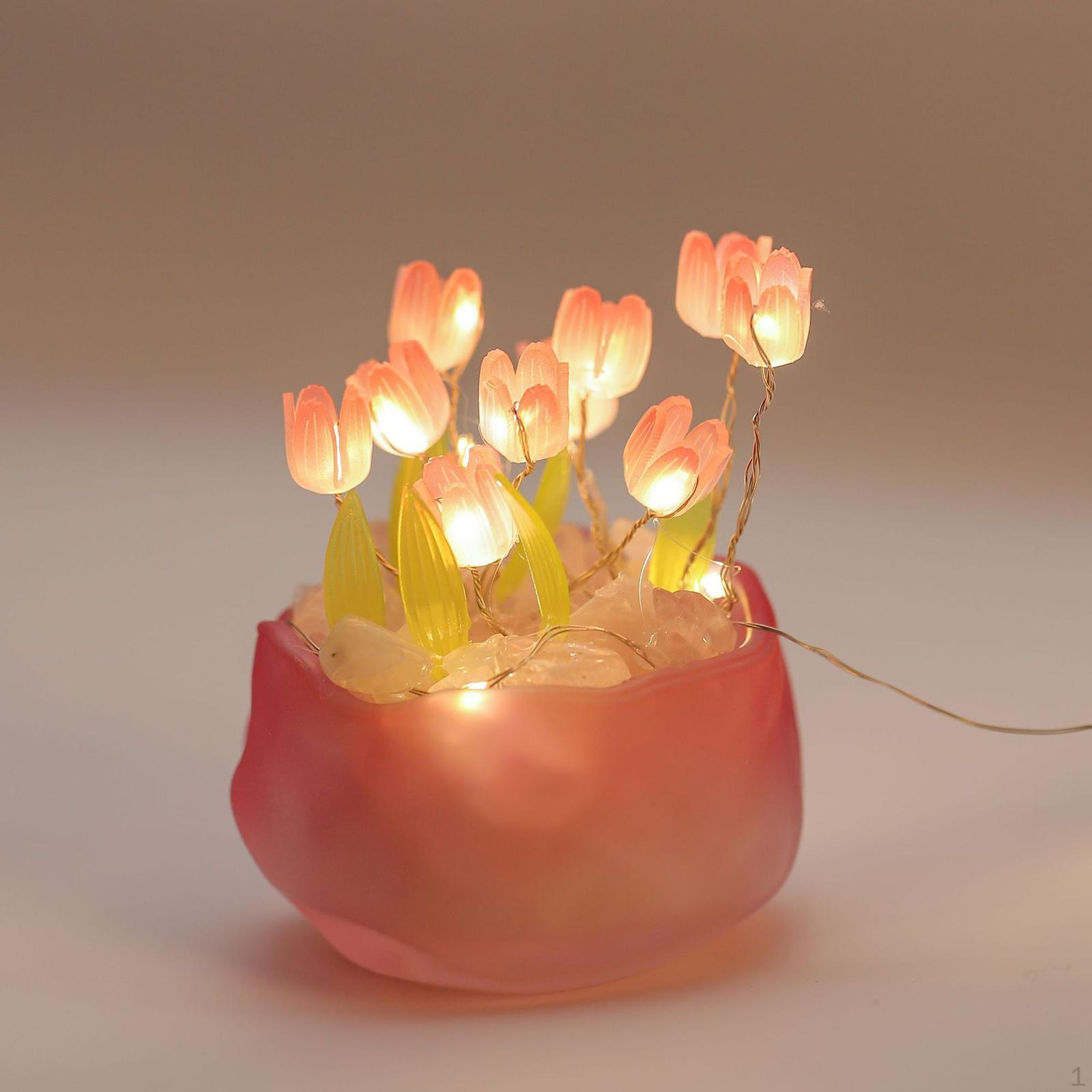 Мини Настольная Лампа Цветок Тюльпан DIY Материал Искусственный для Декора