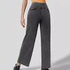 Jeans da donna elastici a vita alta aderenti leggermente svasati a gamba larga pantaloni lunghi in denim con tasche jeans tinta unita