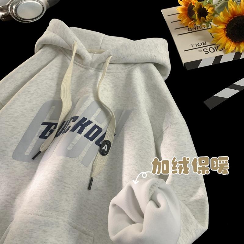Heavy stiff burgundy sweater brand youth autumn and winter fleece hooded jacket