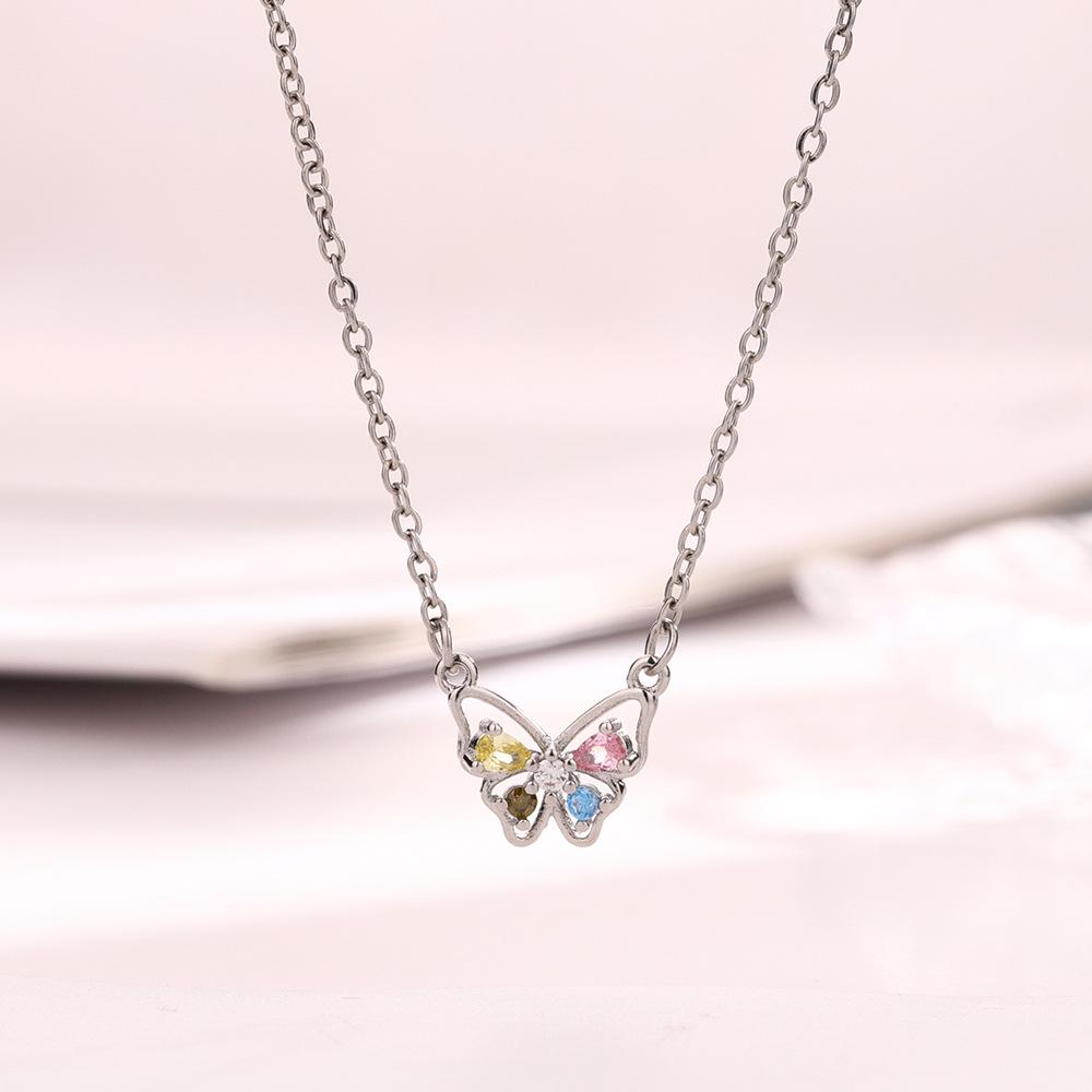 Atmosphere Color Diamond Butterfly Series Dopamine Stud Earrings Bracelet Necklace Set Sweet Dream Flower Fairy Jewelry Korea