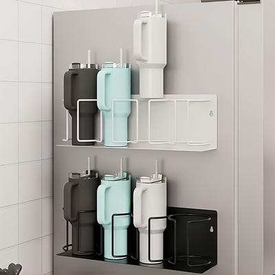 1 Magnetischer Wasserflaschen-Aufbewahrungsständer Thermosbecher-Organizer Tassenhalter mit 4 Aufbewahrungsbügeln Dickes Material Starke Haftung Einfach zu bedienen