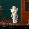 White Resin Praying Angel Figurines With Delicate Wings Floral Crown For Home Desktop Shelf Decor