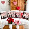 4pcs Valentine'S Day Throw Pillow Covers | Love Under Tree Animals Designs, Zip Closure, Polyester, Hand Wash Only, Suitable for Bedroom