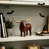 Vintage Aesthetic Home Accessories Longhorn Bull Sculpture, Rustic Farmhouse Animal Figurine, Western Style Pastoral Shelf Display Decorative